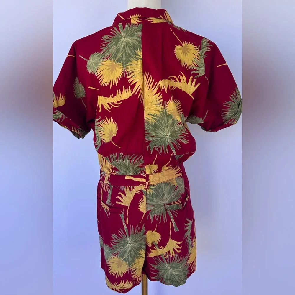 Free People Women’s Malibu Romper‎ Red Combo Tropical Print Size Small